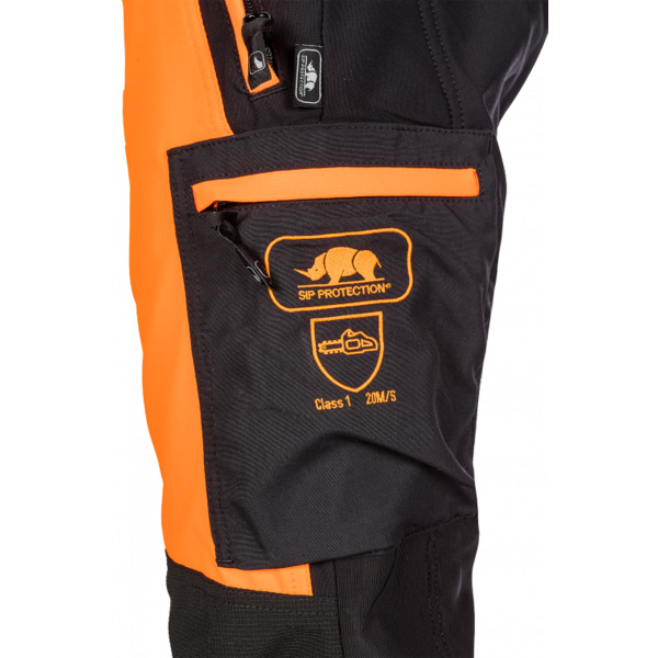 Protiporezové nohavice SIP PROTECTION 1SBD CANOPY AIR-GO SHORT 75 cm Hi-Vis oranžová-čierna