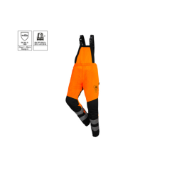 Protipořezové kalhoty s laclem SIP PROTECTION 1RH1 ASPIN FLASH Hi-Vis oranžová/černá
