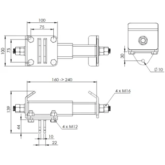 Mobile anchorage point on steel beam for KRATOS SAFETY T-LINE system