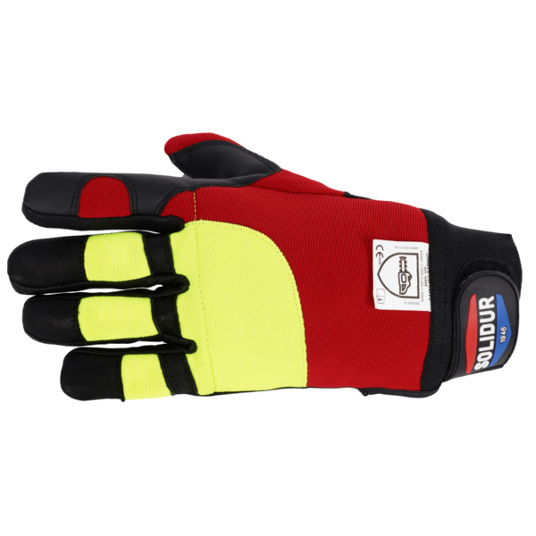 Chainsaw gloves SOLIDUR INFINITY class 1 - yellow/red