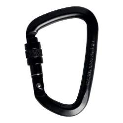 D carabiner SINGING ROCK STEEL Screw - black