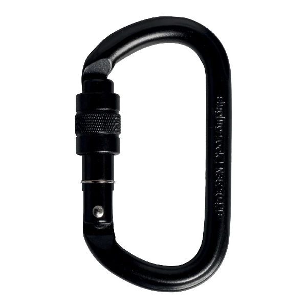 Oval carabiner SINGING ROCK STEEL Screw - black