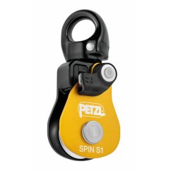 Pulley with swivel hinge PETZL SPIN S1 yellow