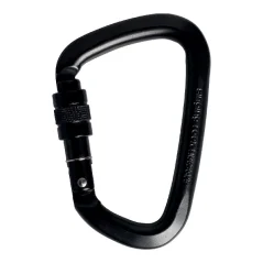 D carabiner SINGING ROCK STEEL Screw - black