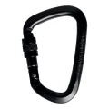 D carabiner SINGING ROCK STEEL Screw - black