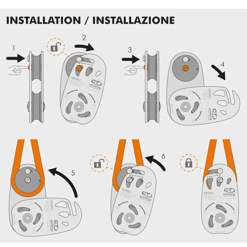 CLIMBING TECHNOLOGY GRIZZLY lowering pulley 80 kN
