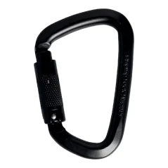 D carabiner SINGING ROCK STEEL Triple-Lock - black