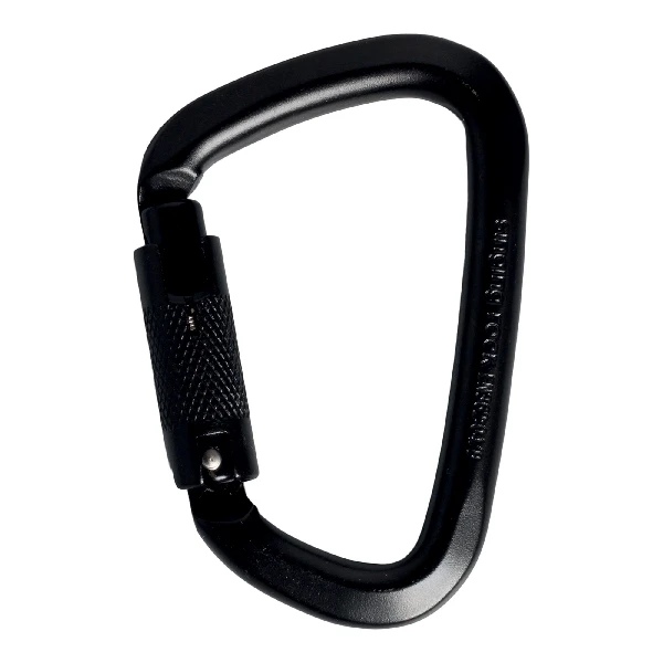 D carabiner SINGING ROCK STEEL Triple-Lock - black