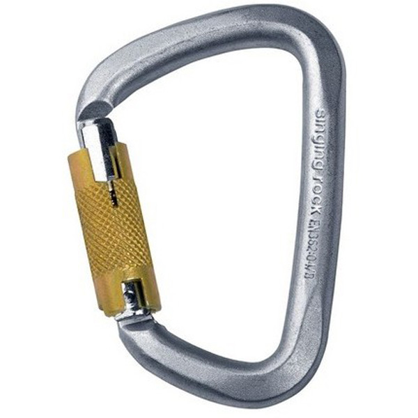 D carabiner SINGING ROCK STEEL Triple-Lock