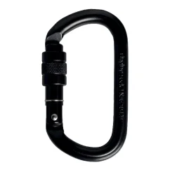 Oval carabiner SINGING ROCK STEEL Screw - black