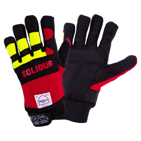 Chainsaw gloves SOLIDUR INFINITY class 1 - yellow/red