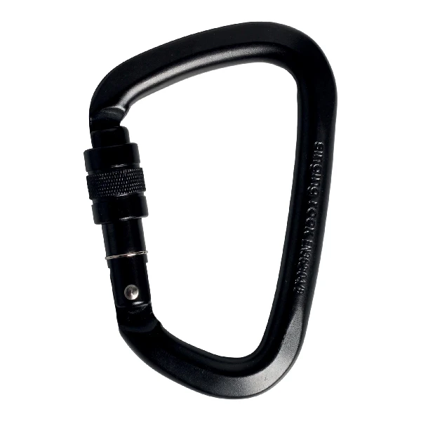 D carabiner SINGING ROCK STEEL Screw - black